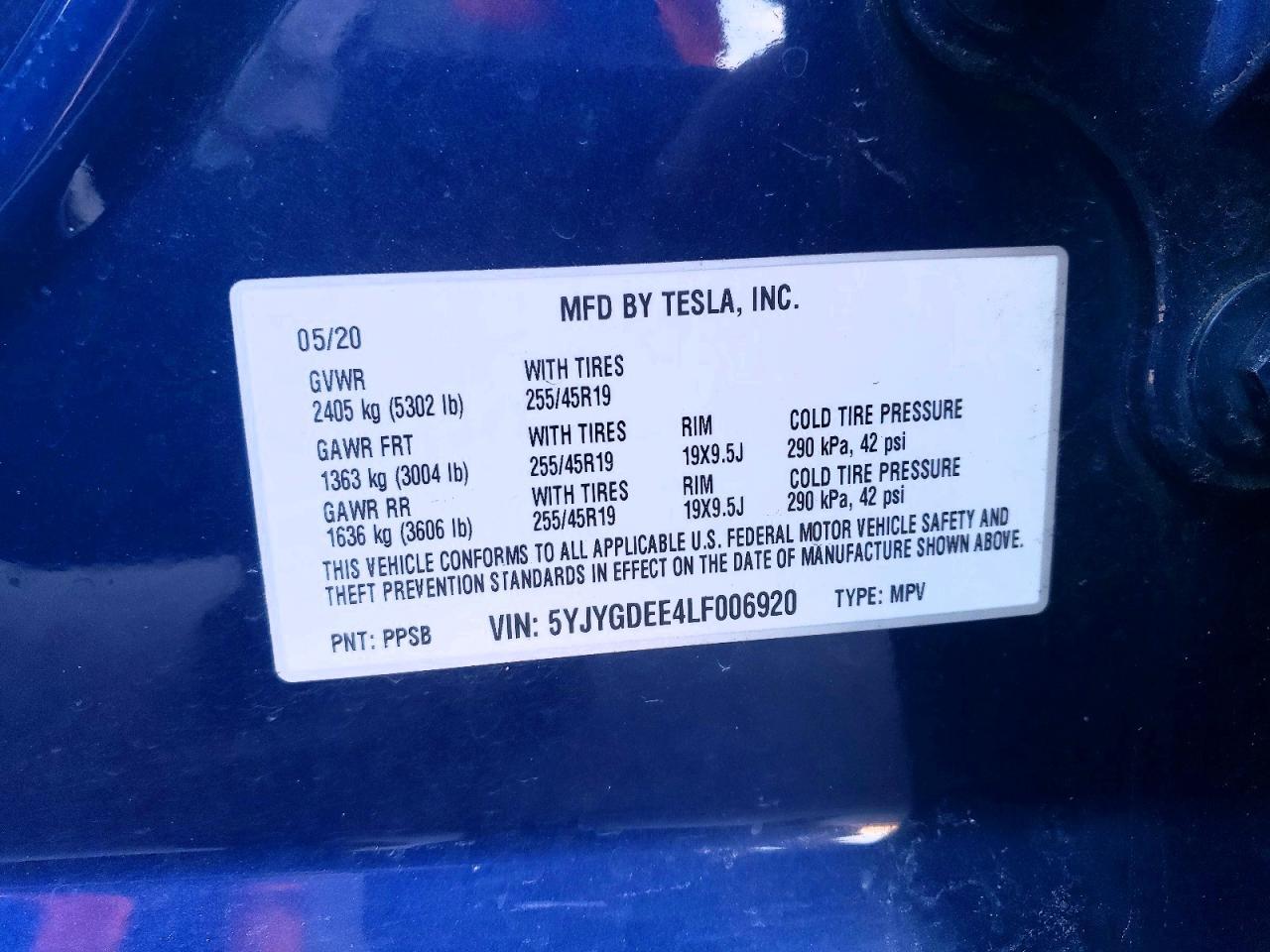 2020 TESLA MODEL Y