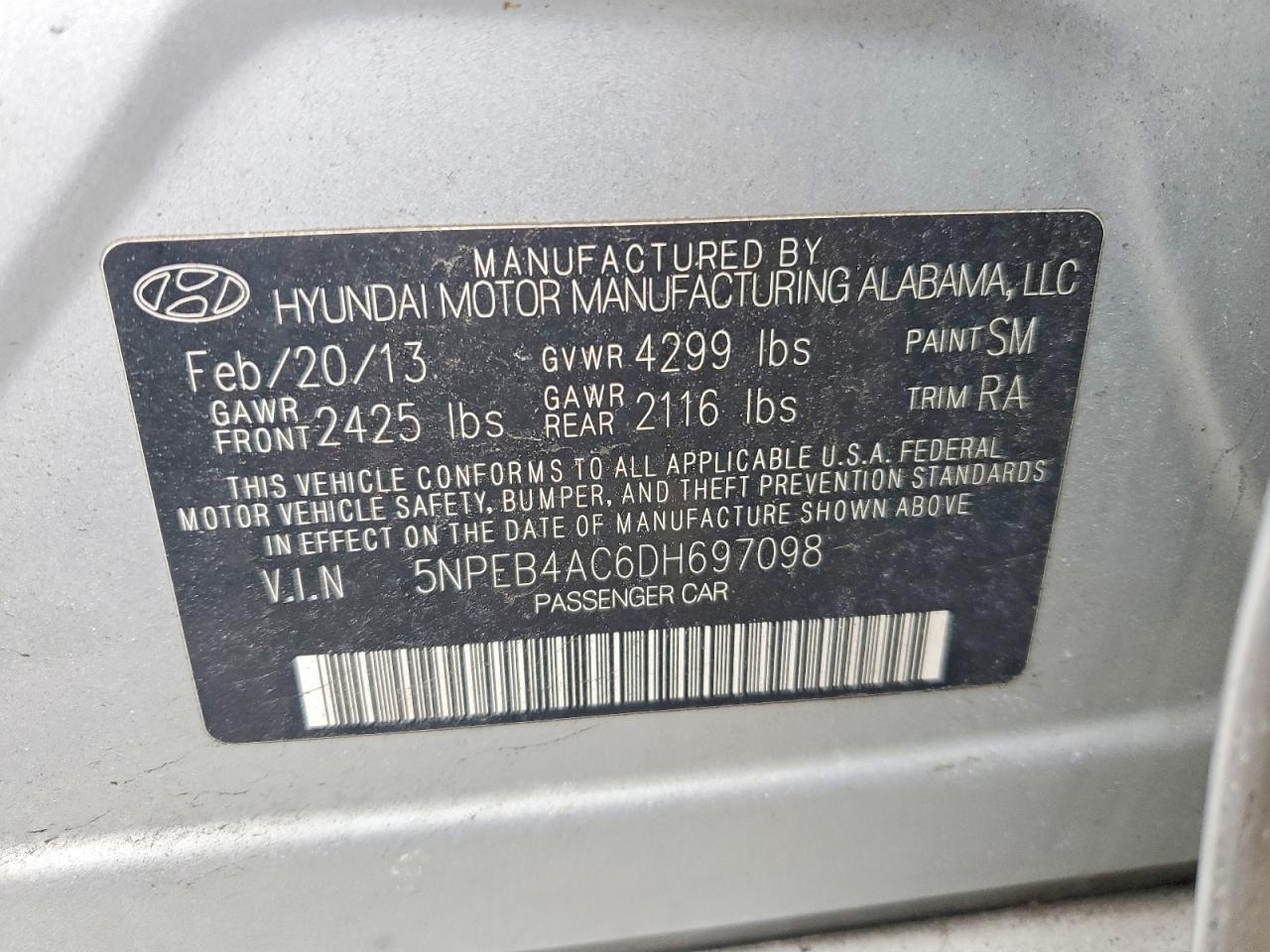 2013 HYUNDAI SONATA