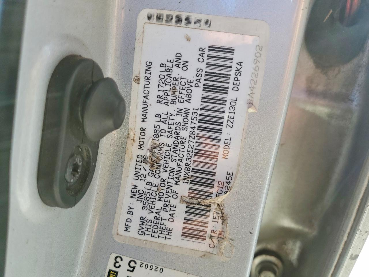 2007 TOYOTA COROLLA