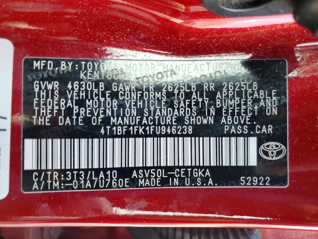 2015 TOYOTA CAMRY