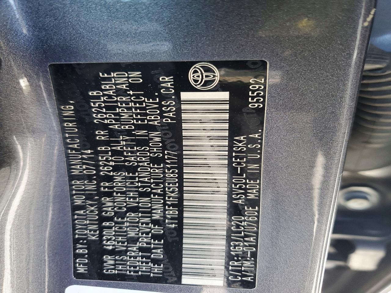 2014 TOYOTA CAMRY