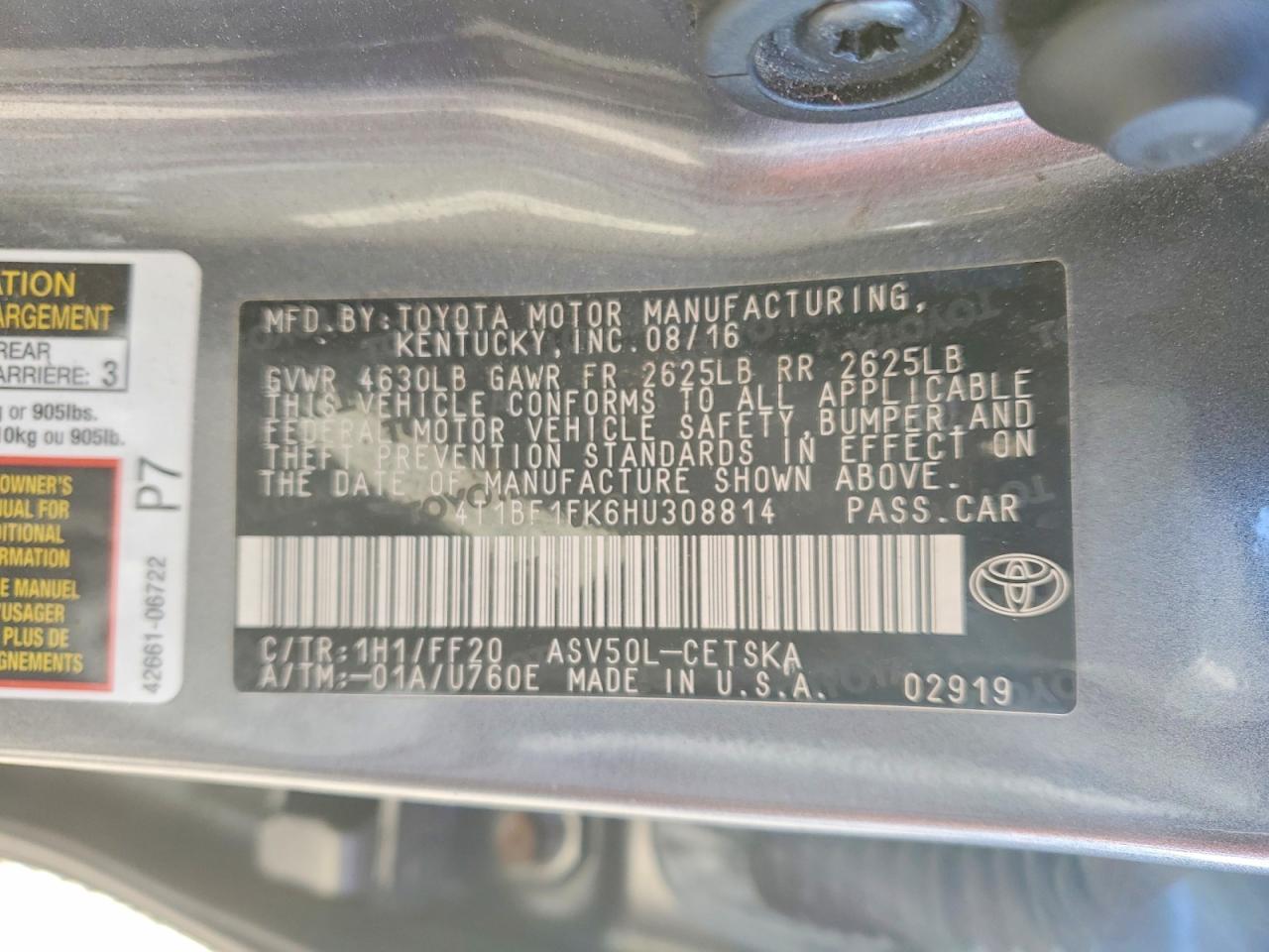 2017 TOYOTA CAMRY