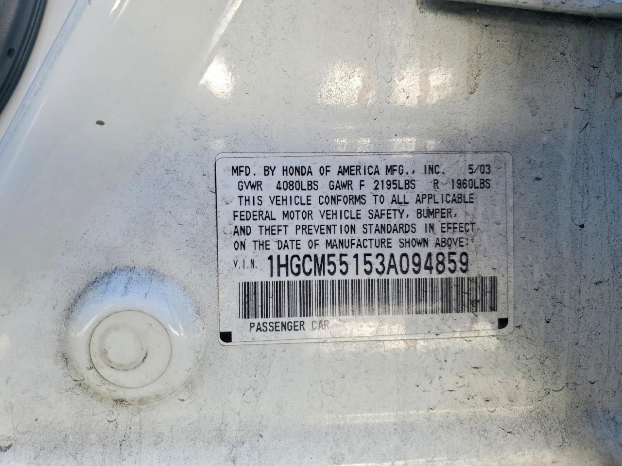 2003 HONDA ACCORD