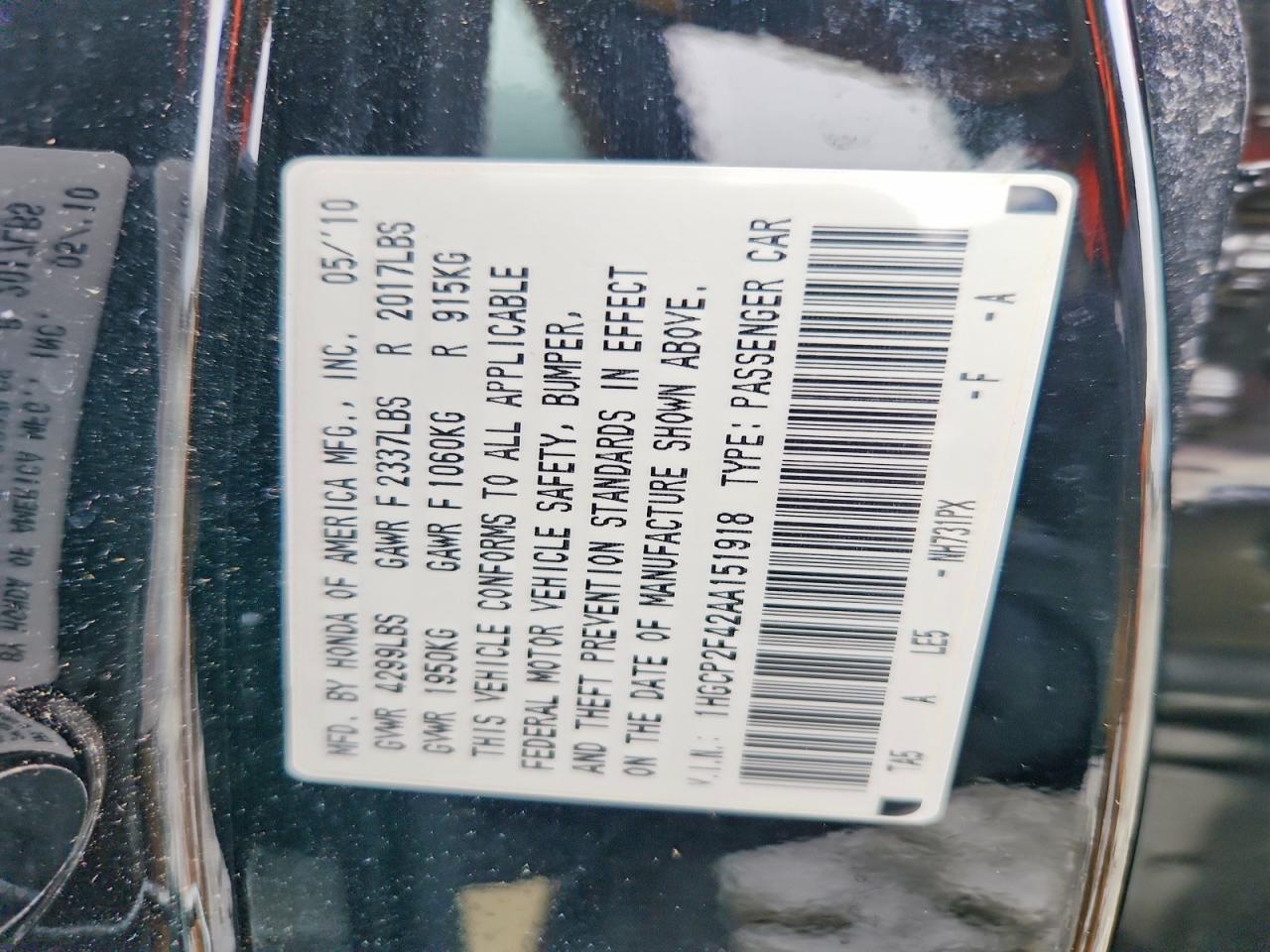2010 HONDA ACCORD
