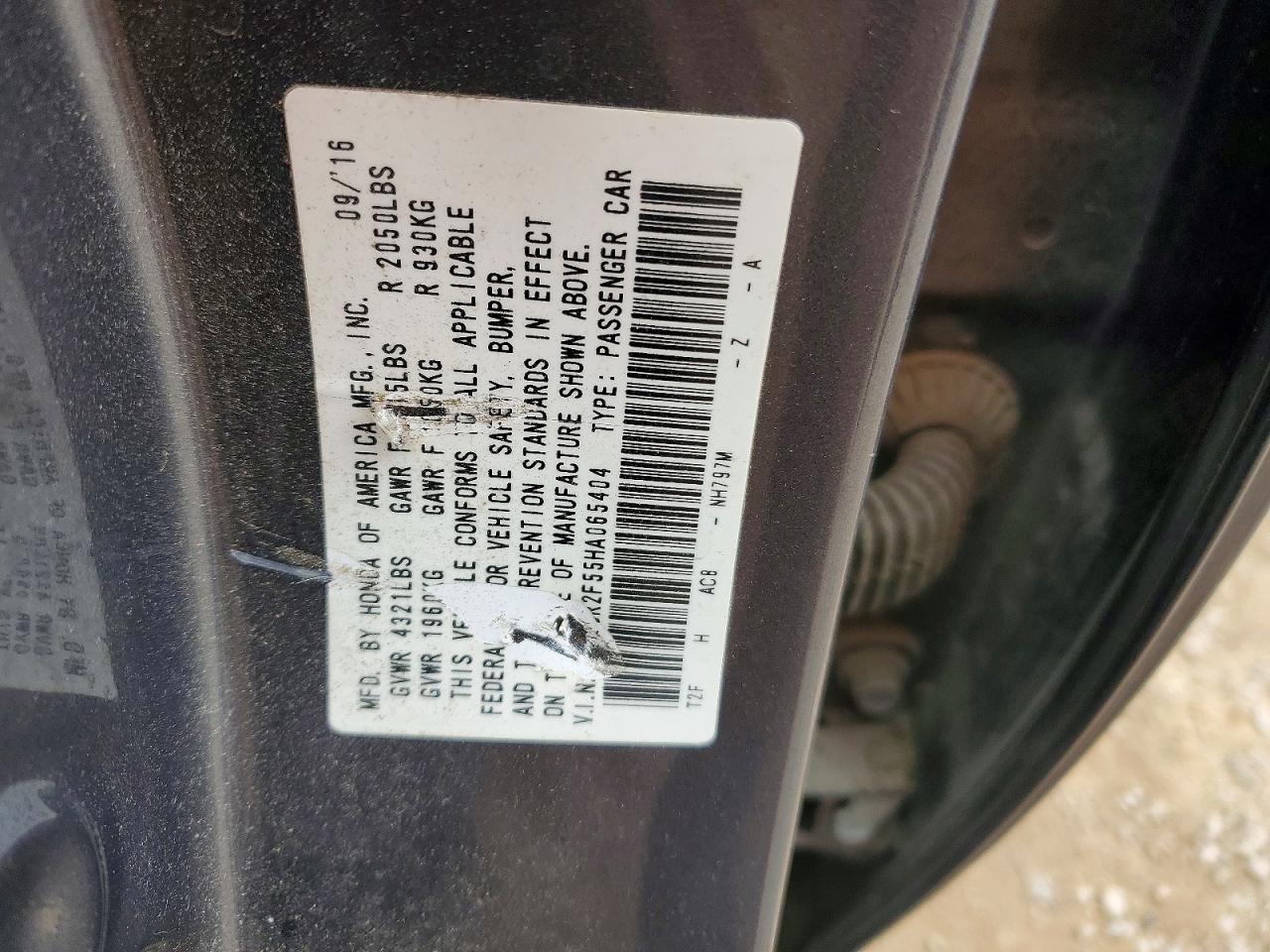2017 HONDA ACCORD