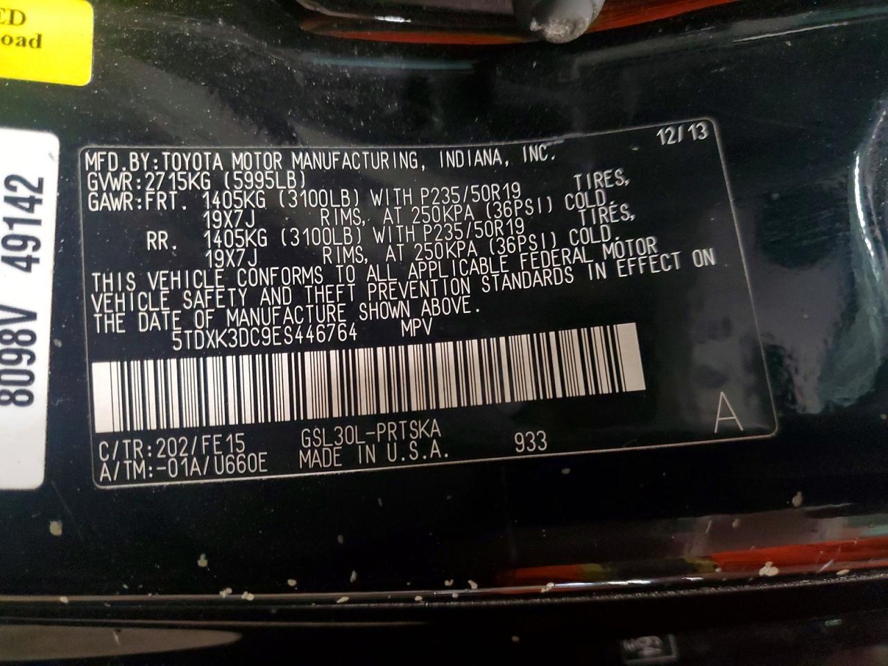 2014 TOYOTA SIENNA