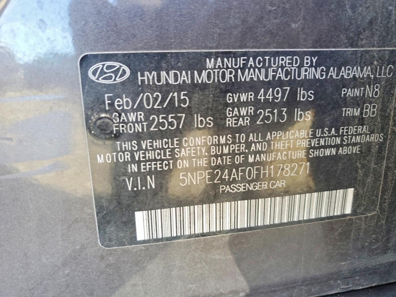 2015 HYUNDAI SONATA