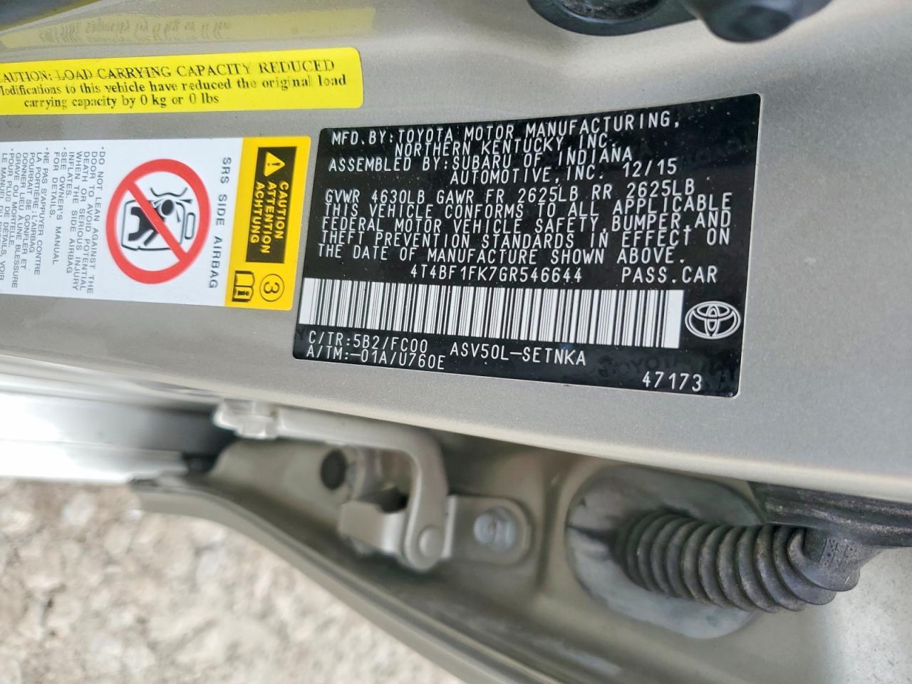 2016 TOYOTA CAMRY