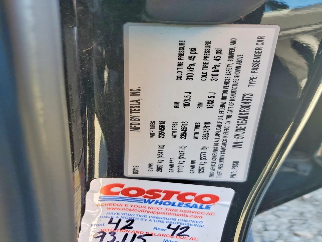 2019 TESLA MODEL 3