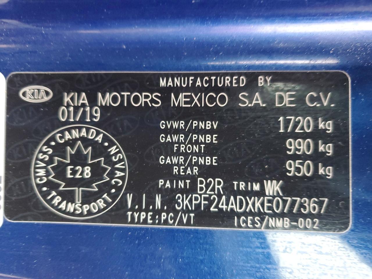 2019 KIA FORTE