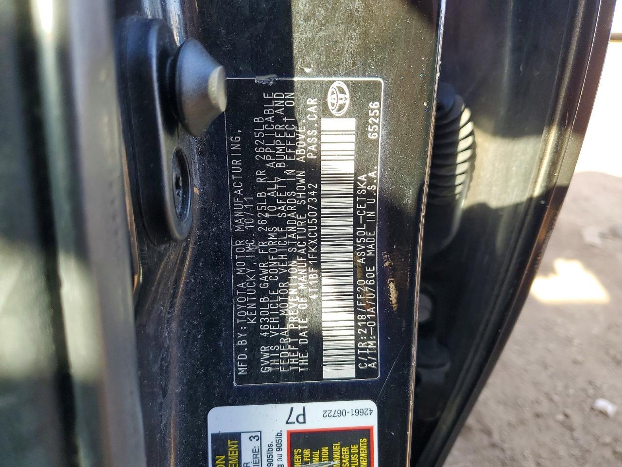 2012 TOYOTA CAMRY