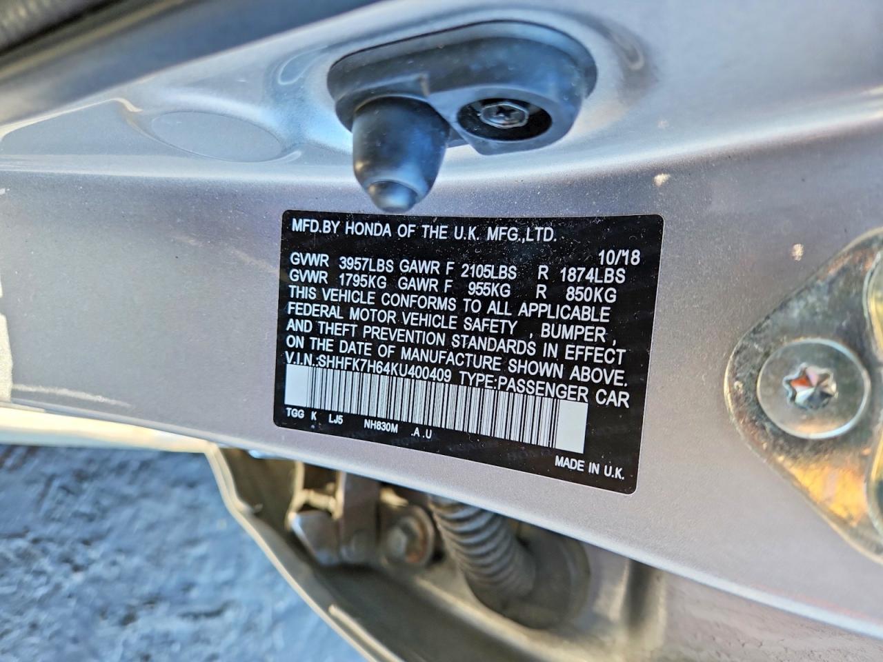 2019 HONDA CIVIC