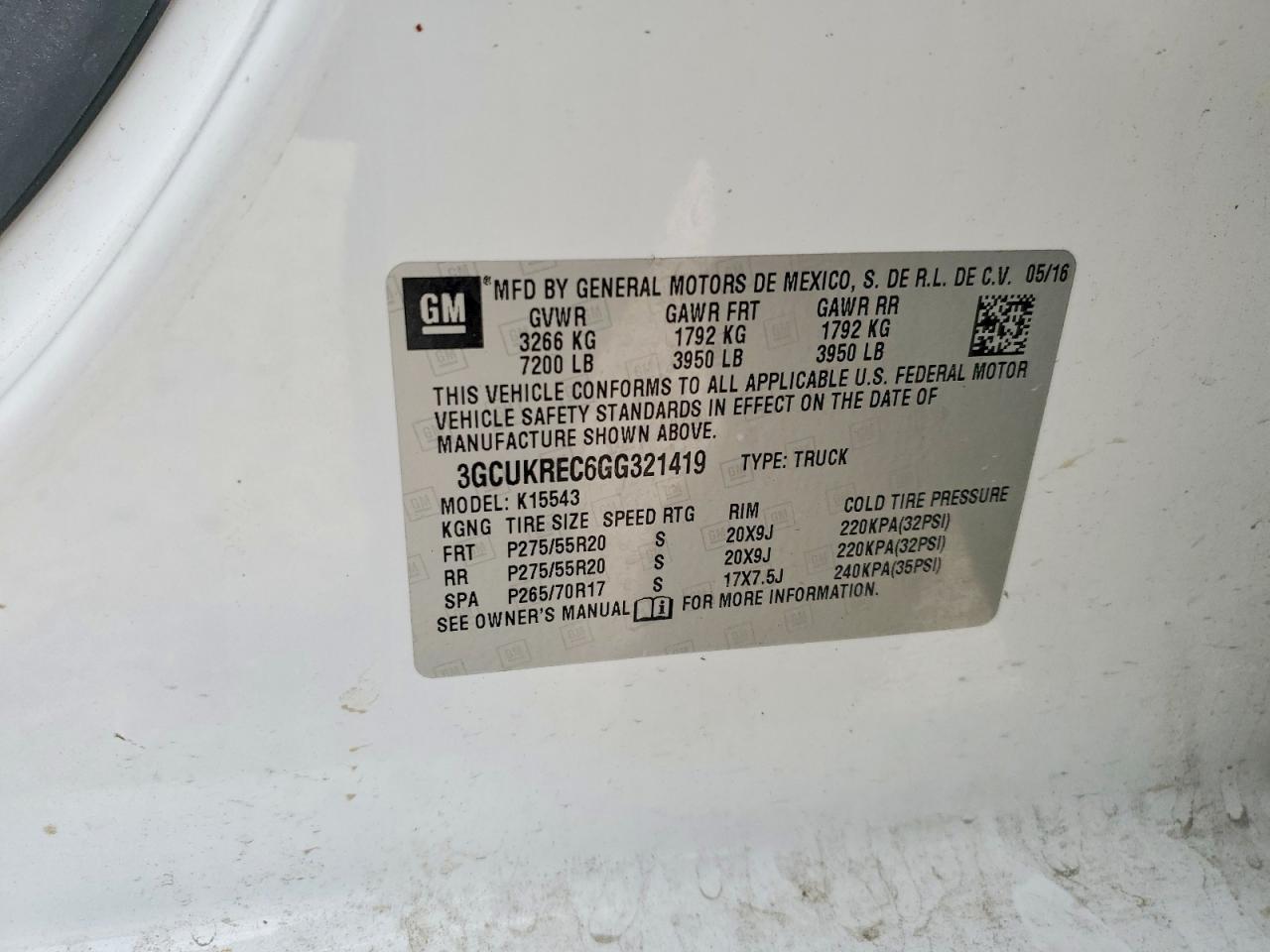2016 CHEVROLET SILVERADO 1500
