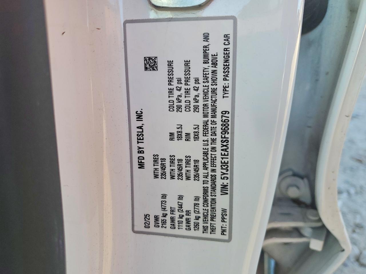 2025 TESLA MODEL 3