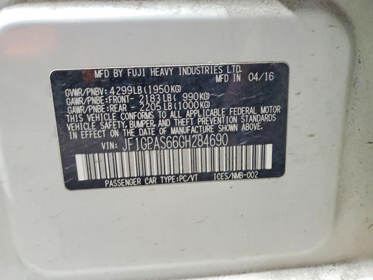 2016 SUBARU IMPREZA