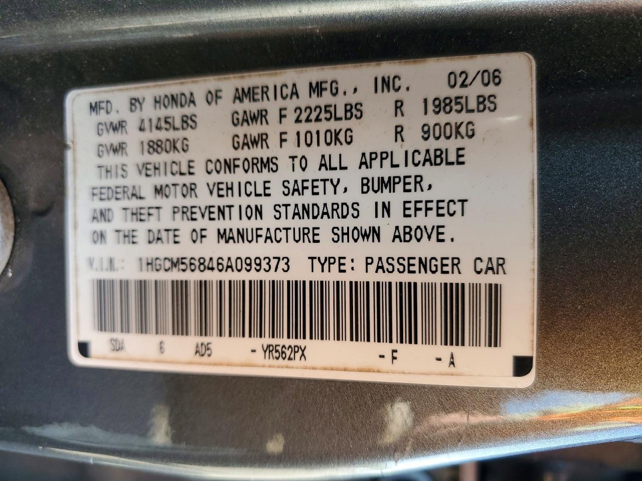 2006 HONDA ACCORD