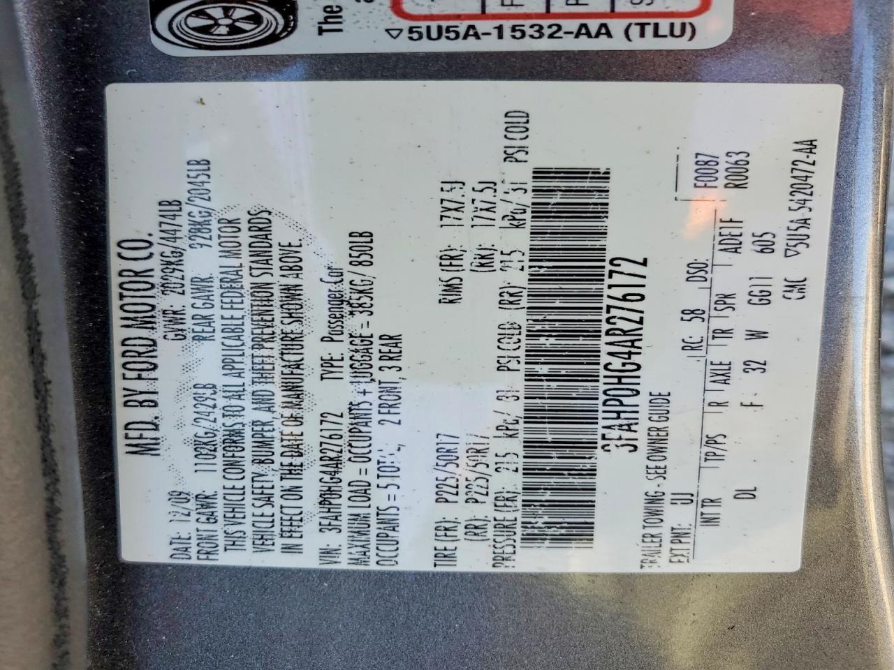 2010 FORD FUSION