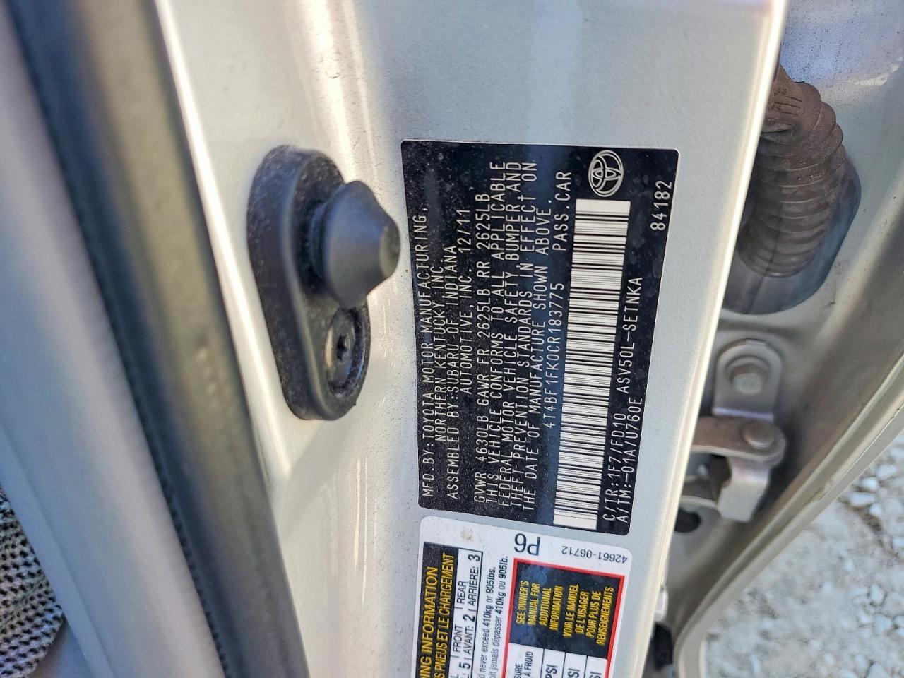 2012 TOYOTA CAMRY