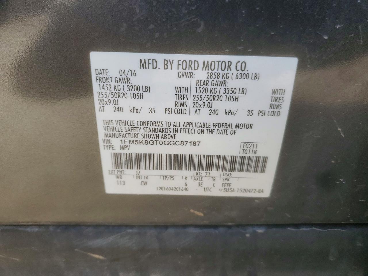 2016 FORD Explorer Sport Trac