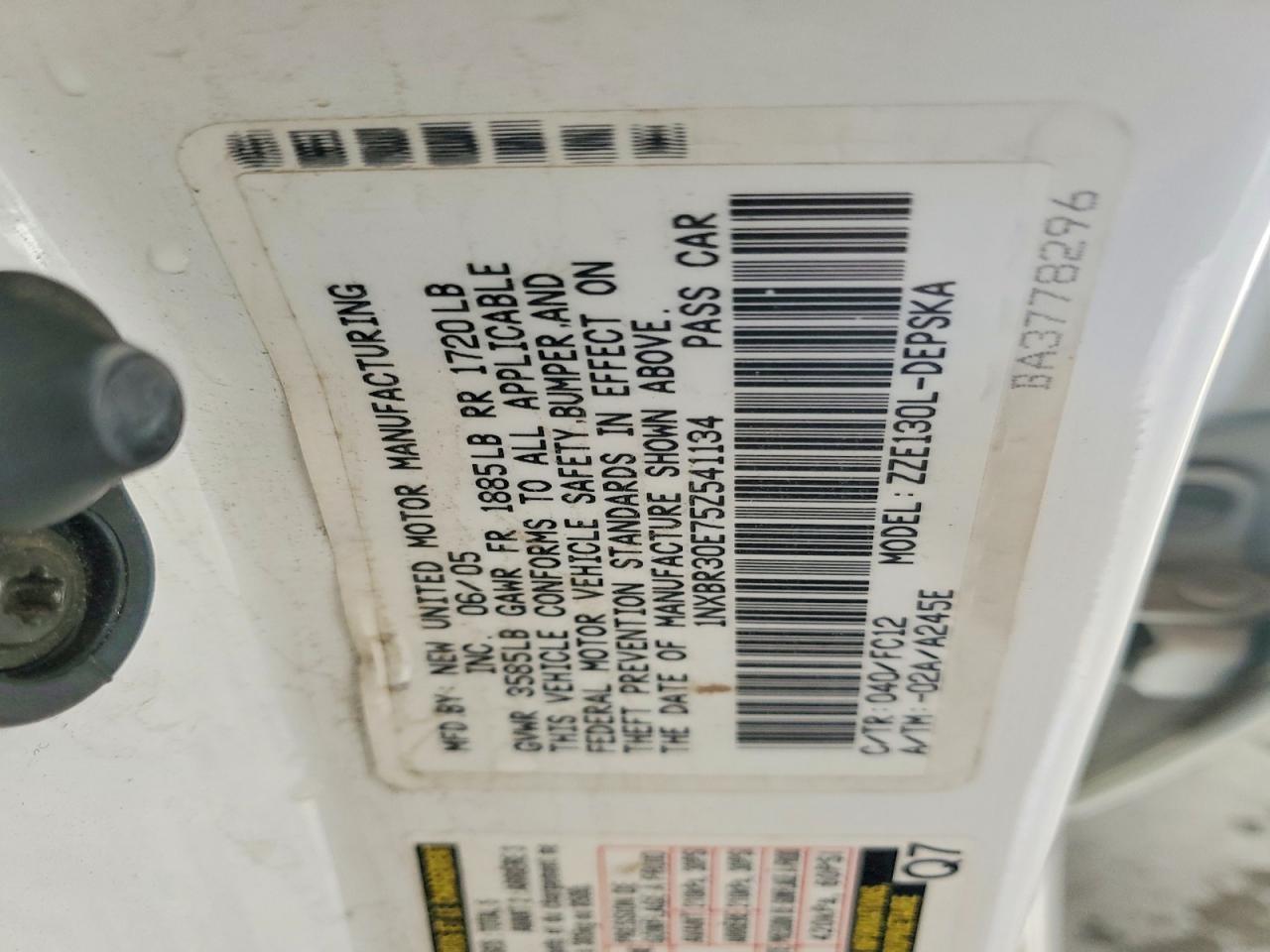 2005 TOYOTA COROLLA