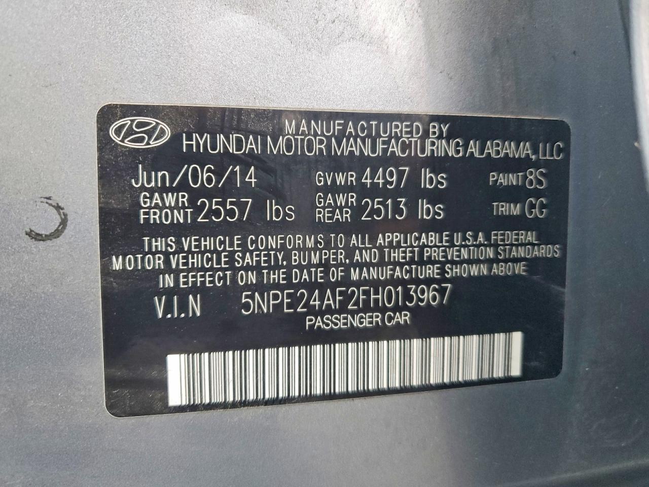 2015 HYUNDAI SONATA