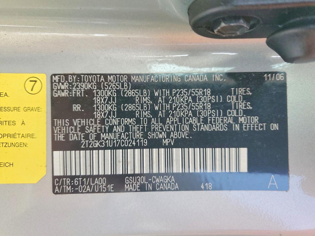 2007 LEXUS RX 350