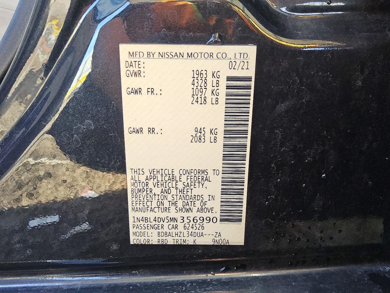 2021 NISSAN ALTIMA