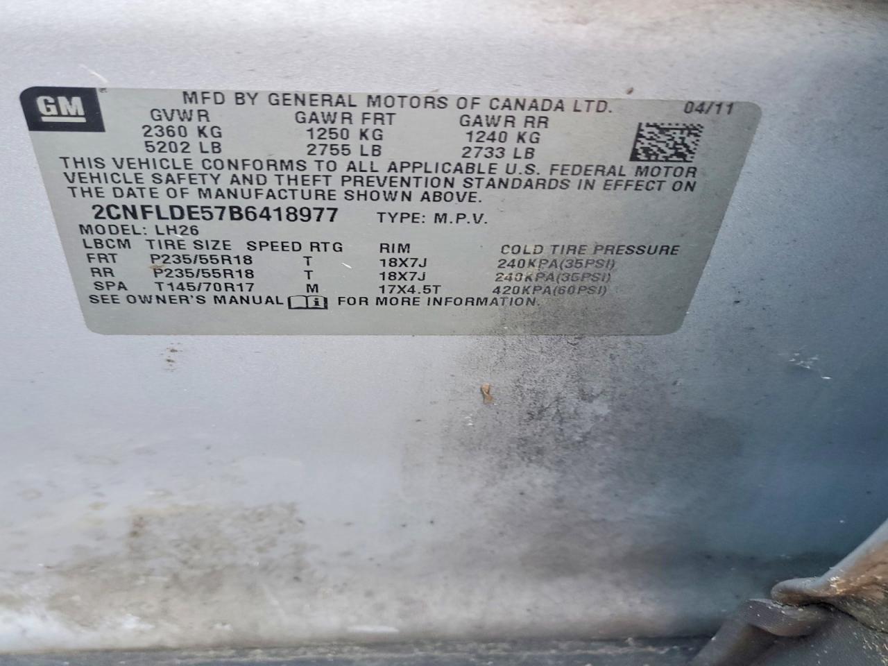 2011 CHEVROLET EQUINOX