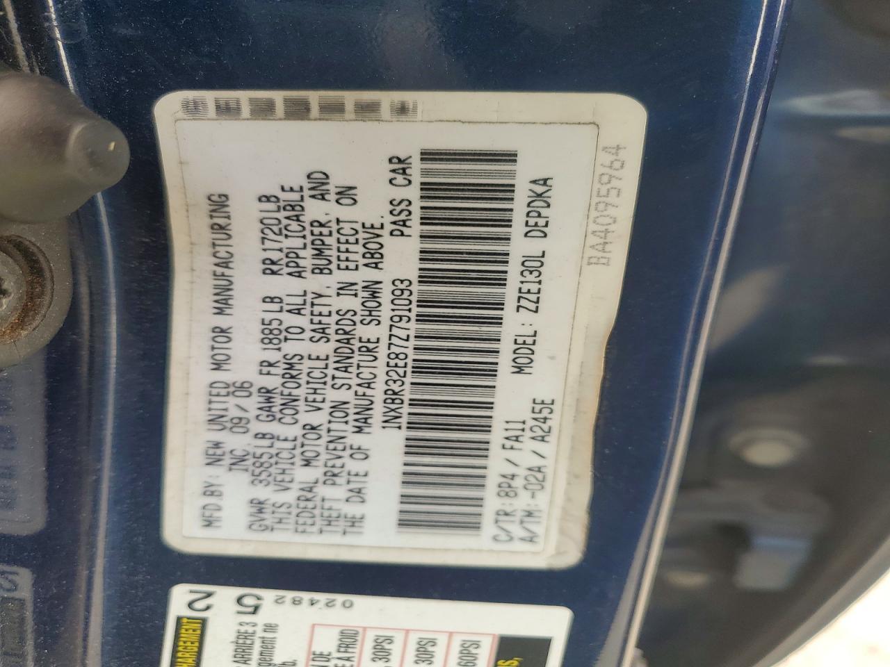 2007 TOYOTA COROLLA