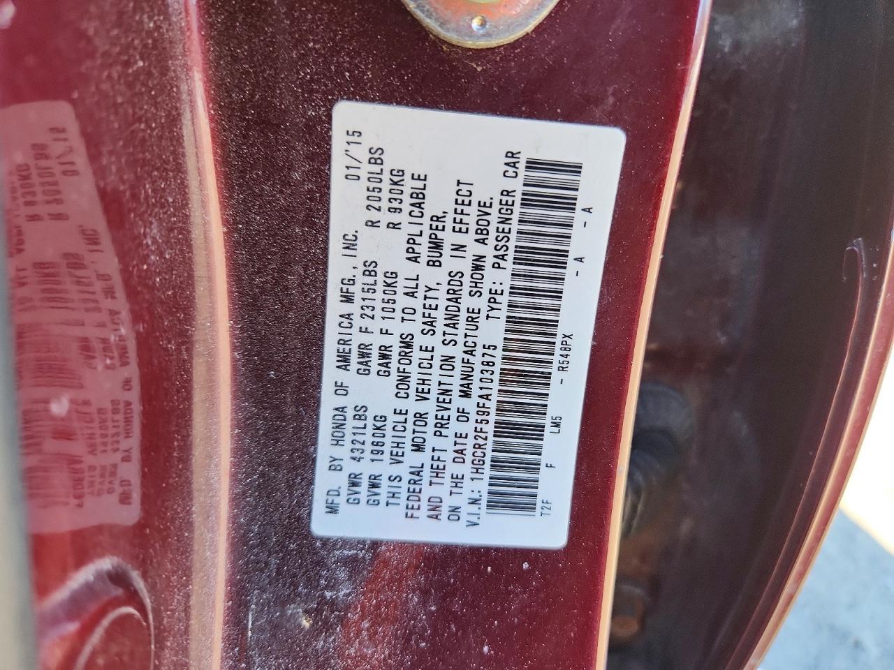 2015 HONDA ACCORD
