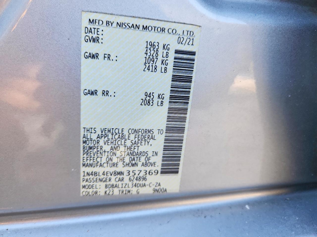2021 NISSAN ALTIMA