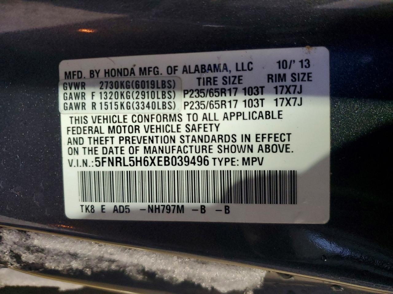 2014 HONDA ODYSSEY