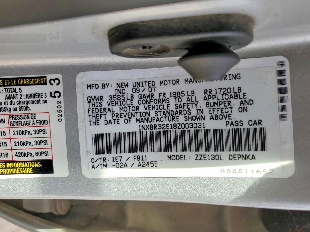 2008 TOYOTA COROLLA