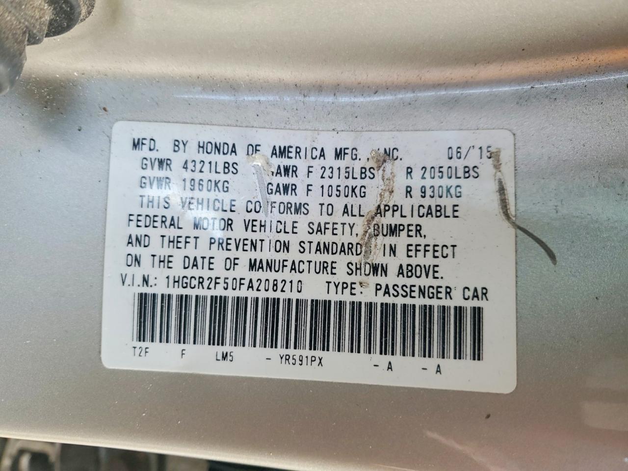 2015 HONDA ACCORD