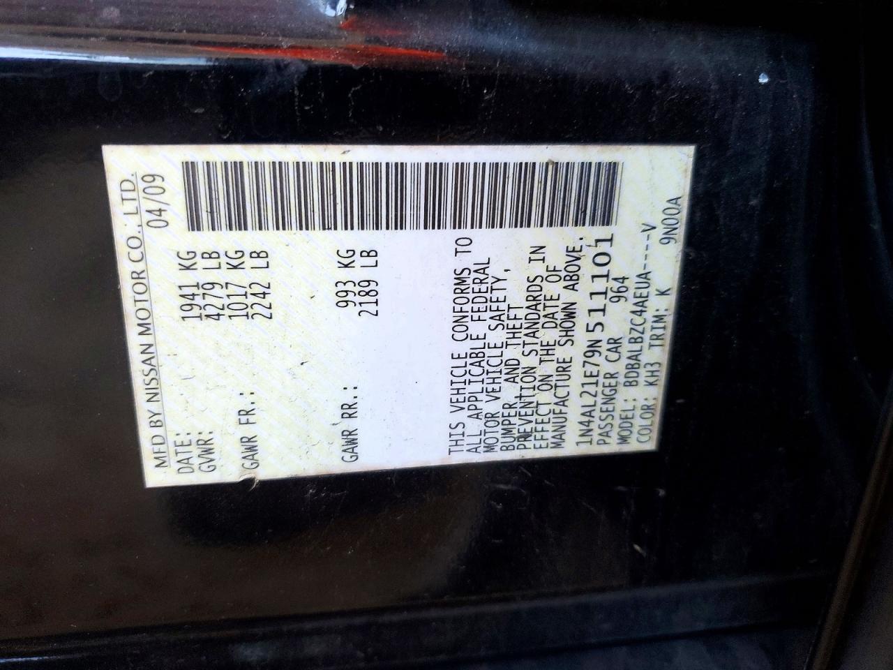 2009 NISSAN ALTIMA