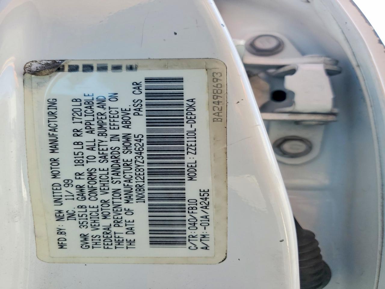 2000 TOYOTA COROLLA