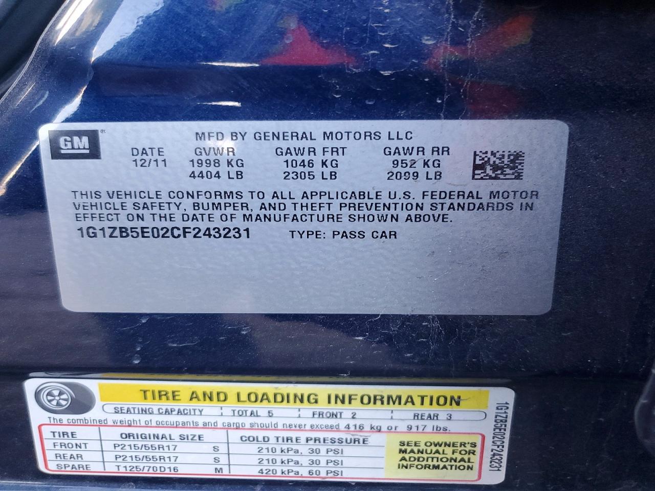 2012 CHEVROLET MALIBU