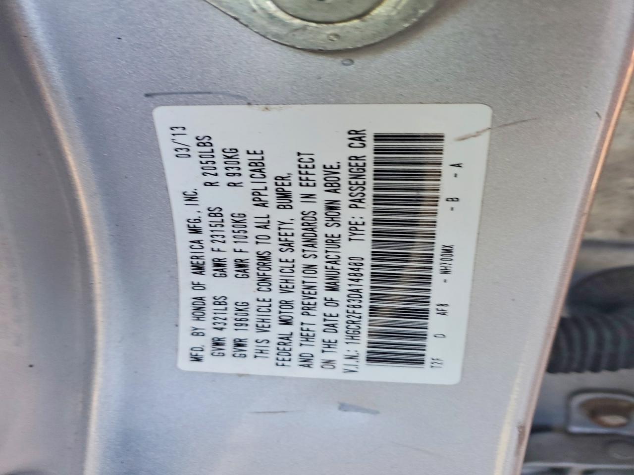 2013 HONDA ACCORD
