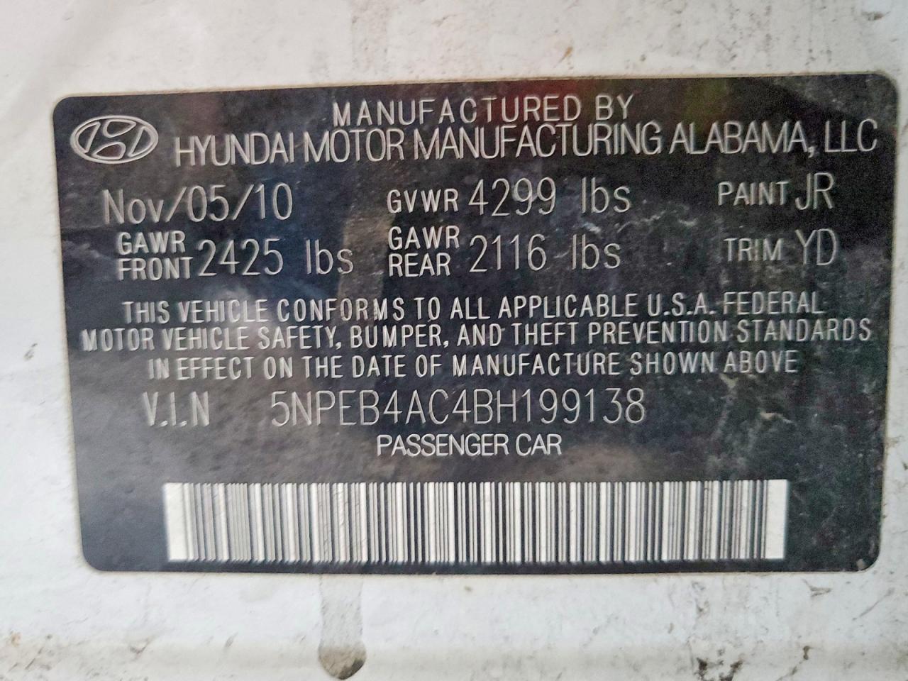 2011 HYUNDAI SONATA