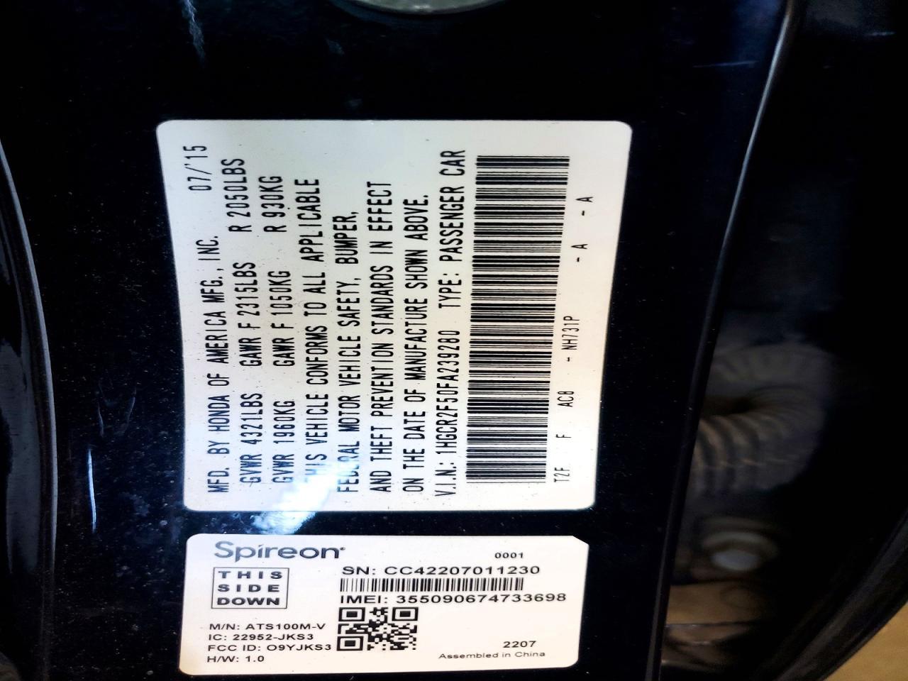 2015 HONDA ACCORD