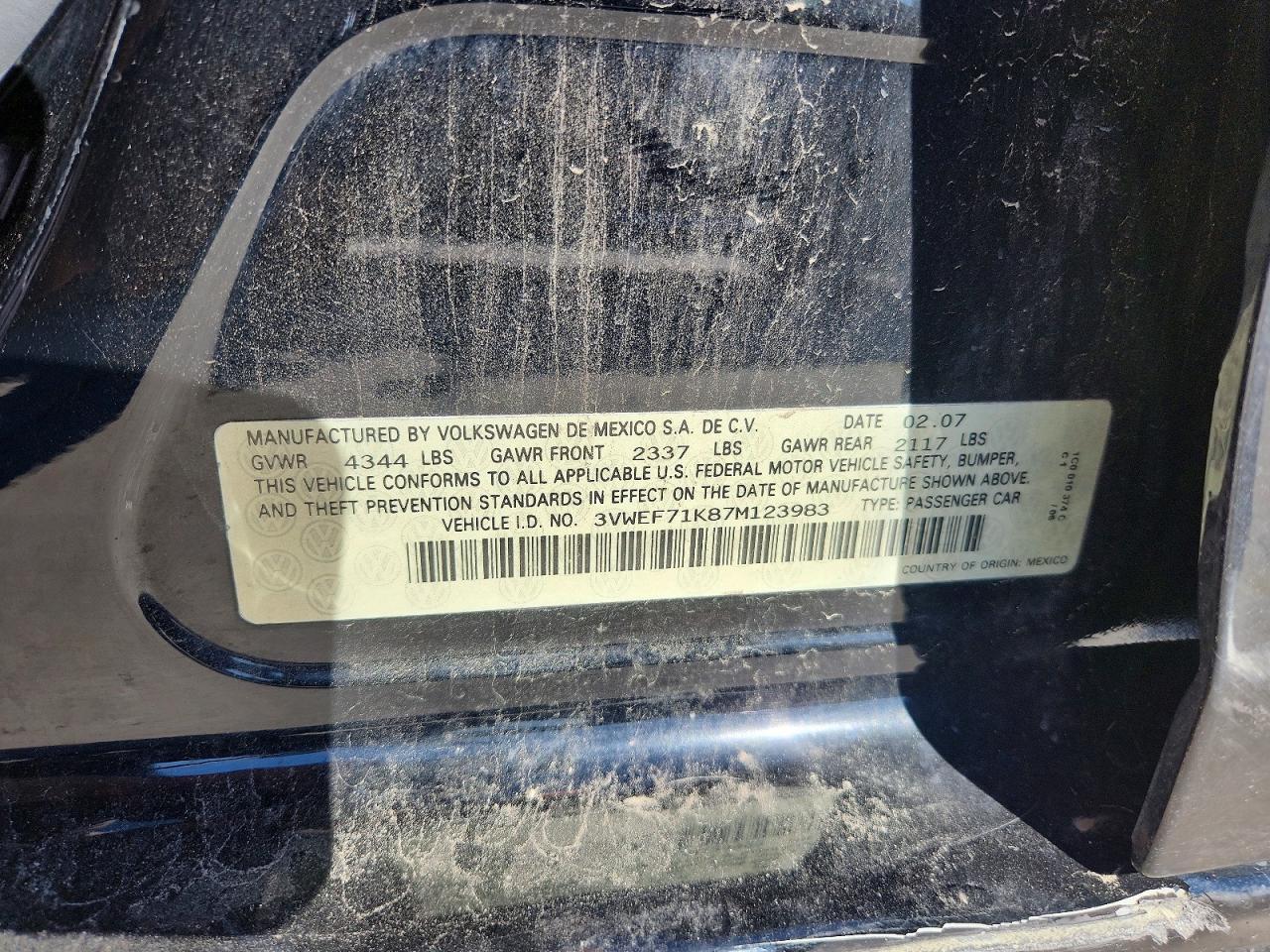 2007 VOLKSWAGEN JETTA
