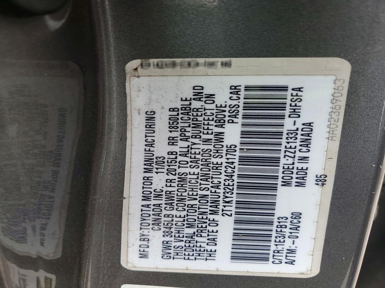 2004 TOYOTA MATRIX