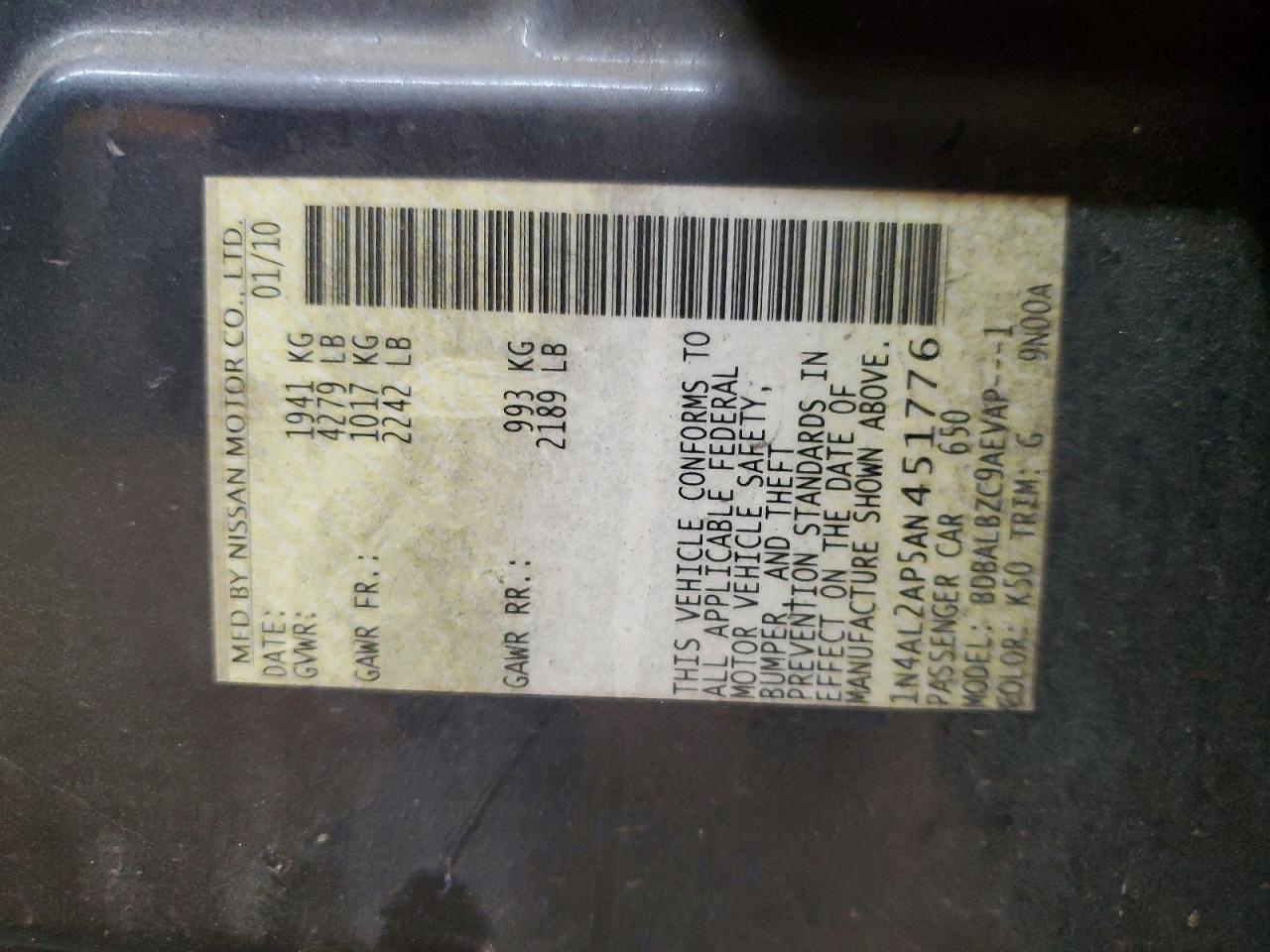 2010 NISSAN ALTIMA