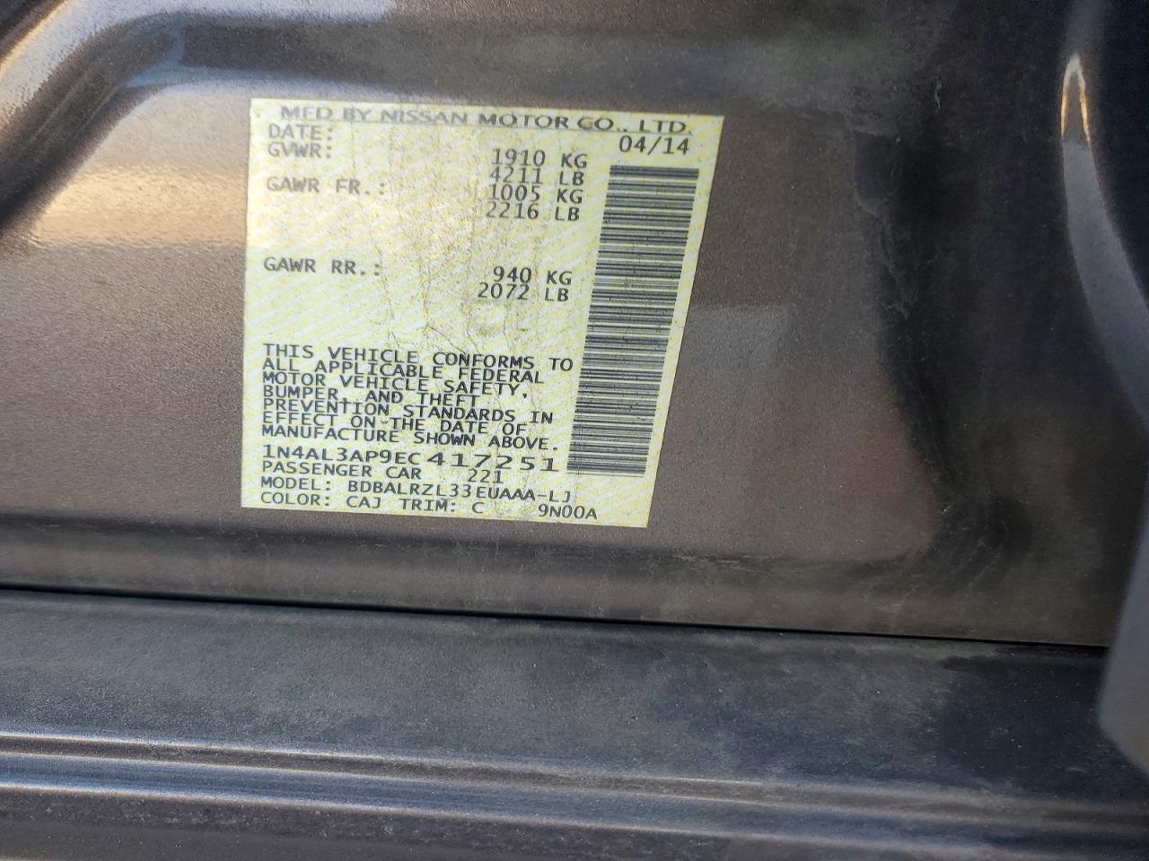 2014 NISSAN ALTIMA