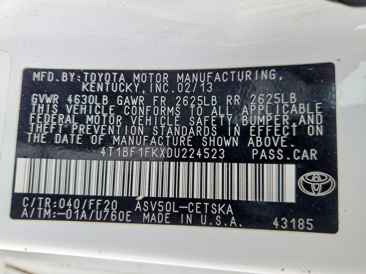 2013 TOYOTA CAMRY