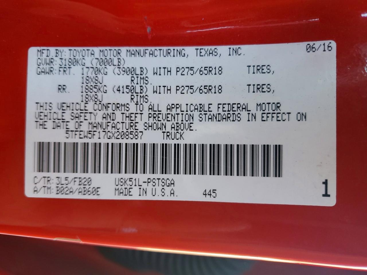 2016 TOYOTA TUNDRA
