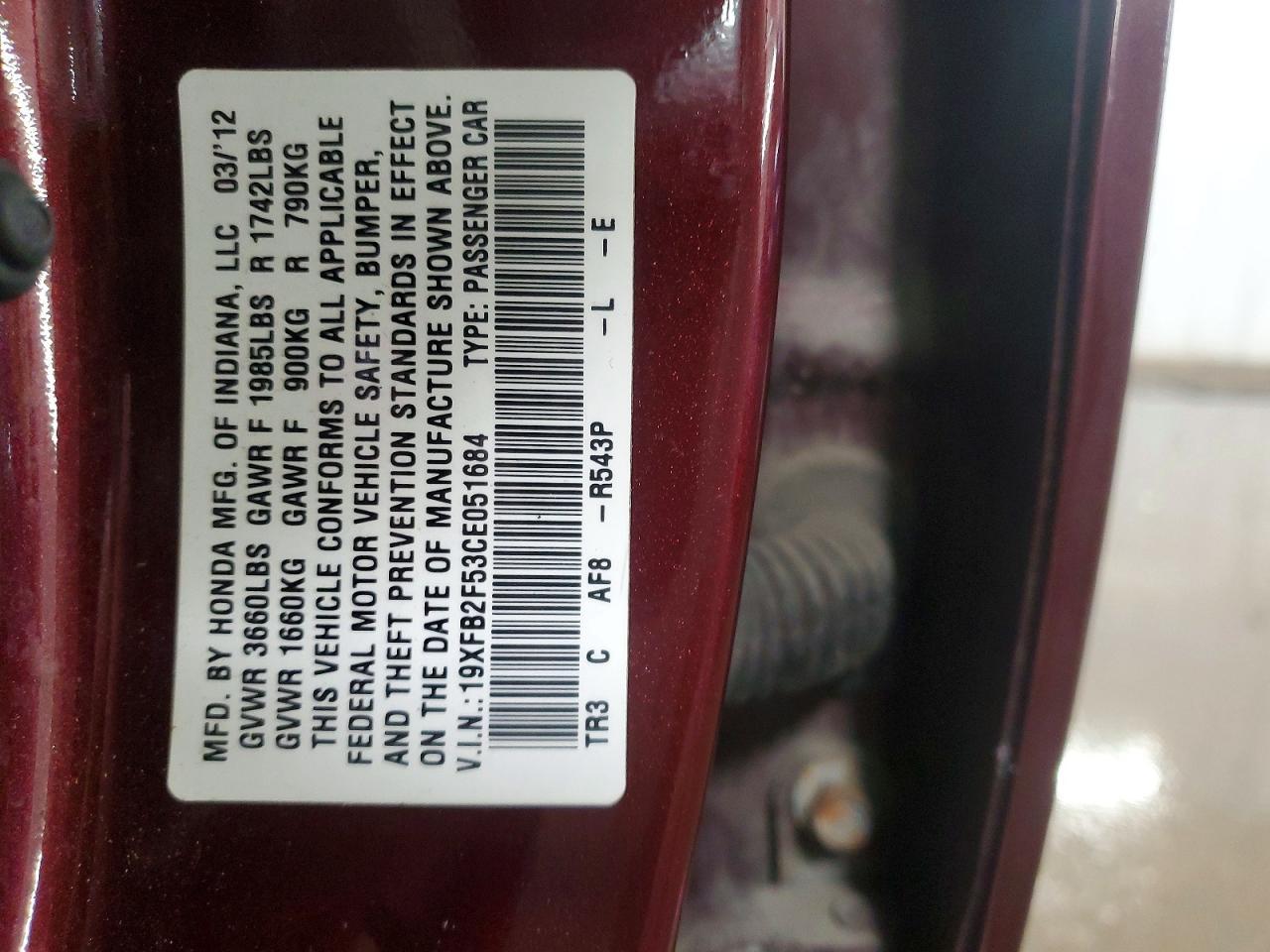 2012 HONDA CIVIC
