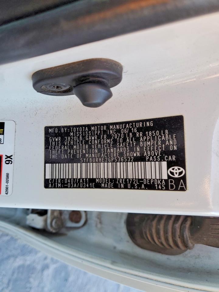 2016 TOYOTA COROLLA