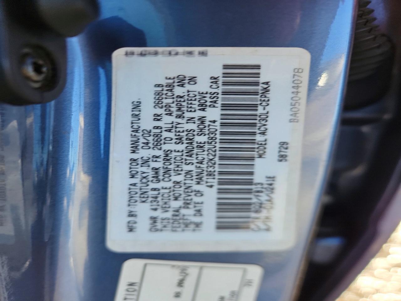 2002 TOYOTA CAMRY