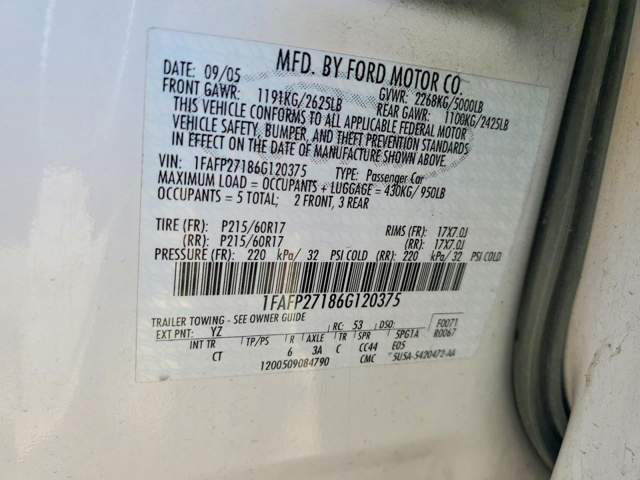2006 FORD Five Hundred